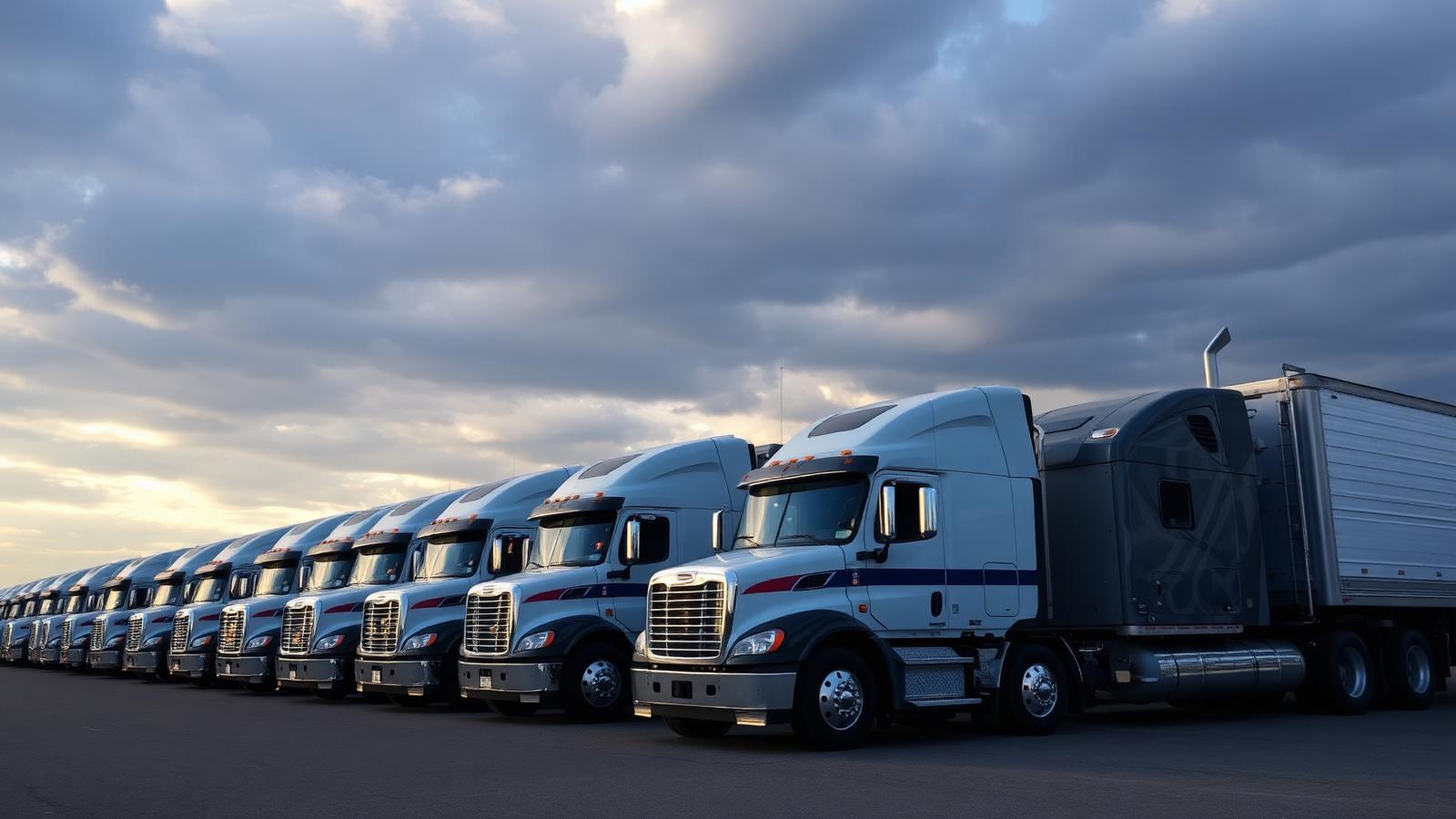 Fleet of American trucks